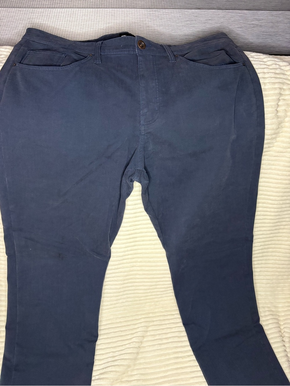 TravisMathew Men's 38x32 Open To Close Golf Pants Navy Blue 5-Pocket Stretch EUC